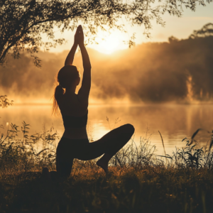 Individual exercising outdoors in a vibrant, natural setting for health and well-being.