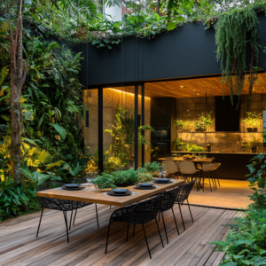 Modern living space integrated with natural elements for holistic well-being.